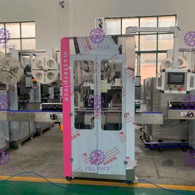 Máquina de etiquetas instalada quatro lâminas de condução dobro da garrafa com motorista de Panasonic