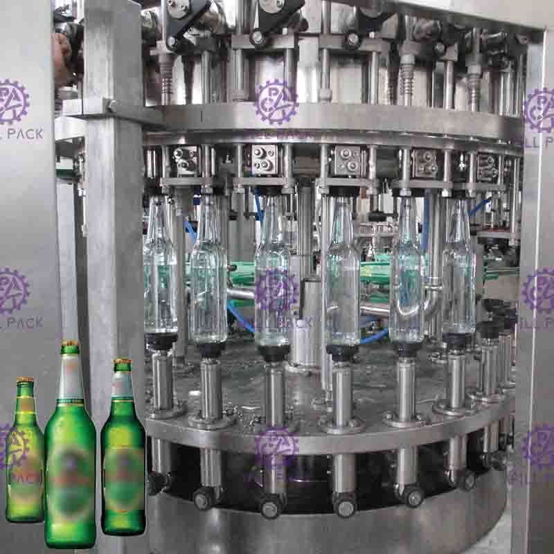 3 em 1 linha de produção tampando de enchimento de lavagem da cerveja da garrafa de vidro com tampão de coroa